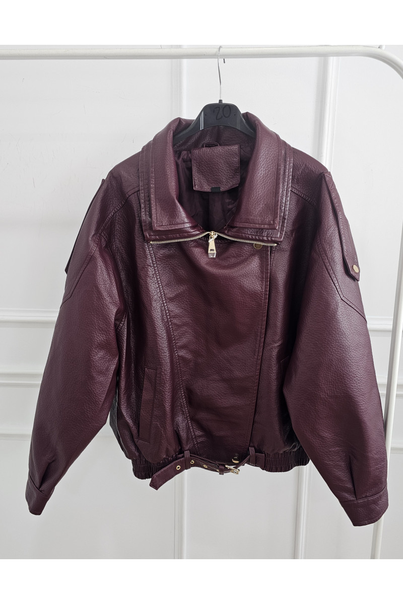 Chaqueta bomber polipiel burdeos