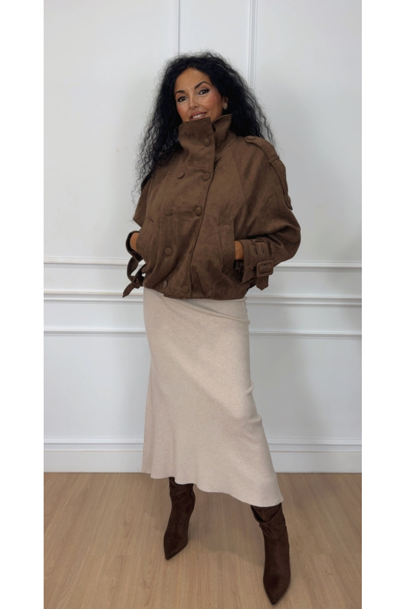 Chaqueta antelina chocolate