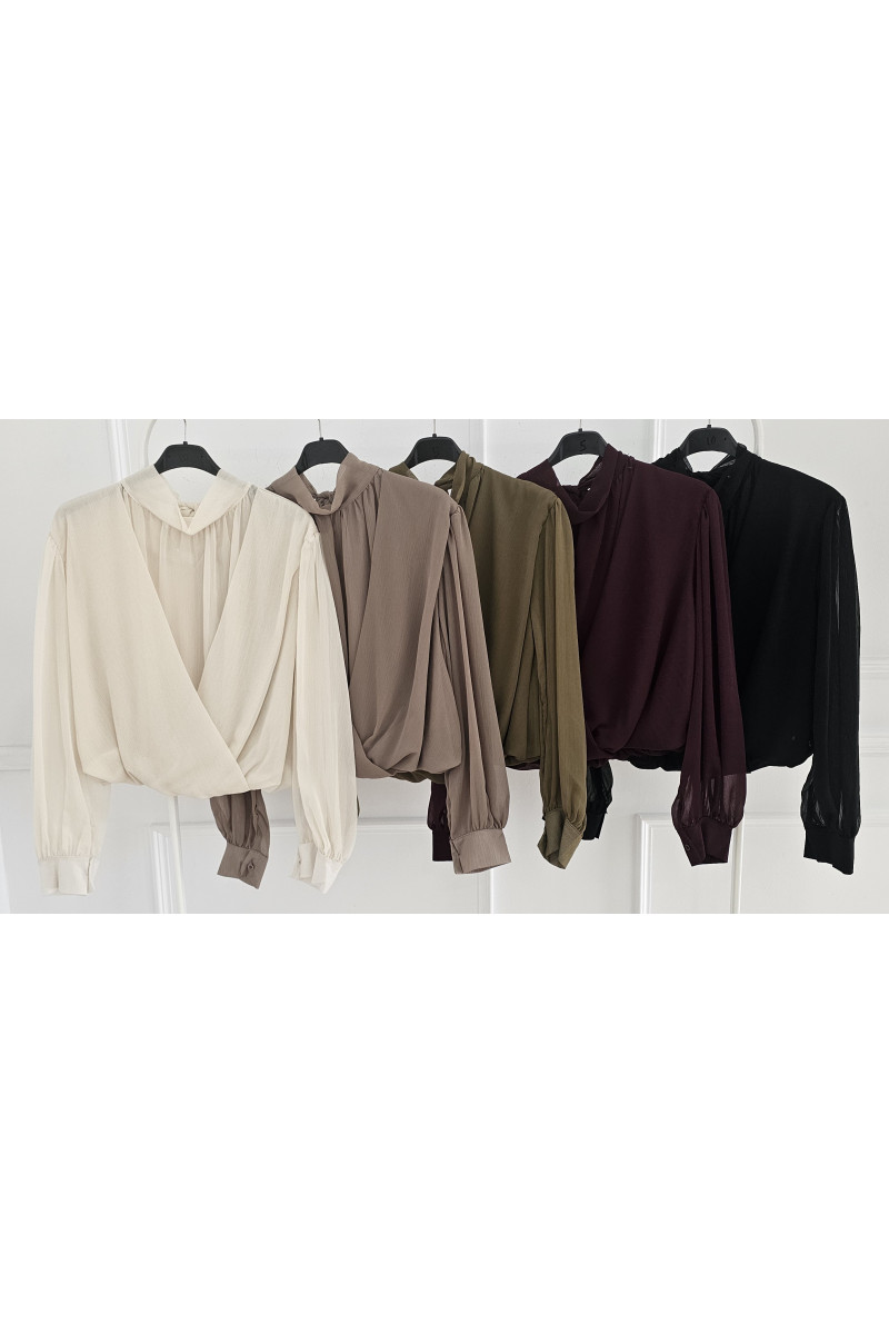 Blusa gasa sara manga larga