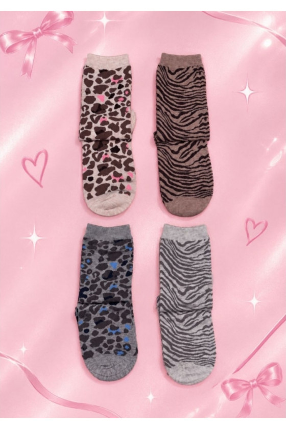 Calcetines pack de 3 animal print algodón