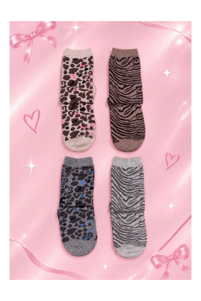 Calcetines pack de 3 animal print algodón
