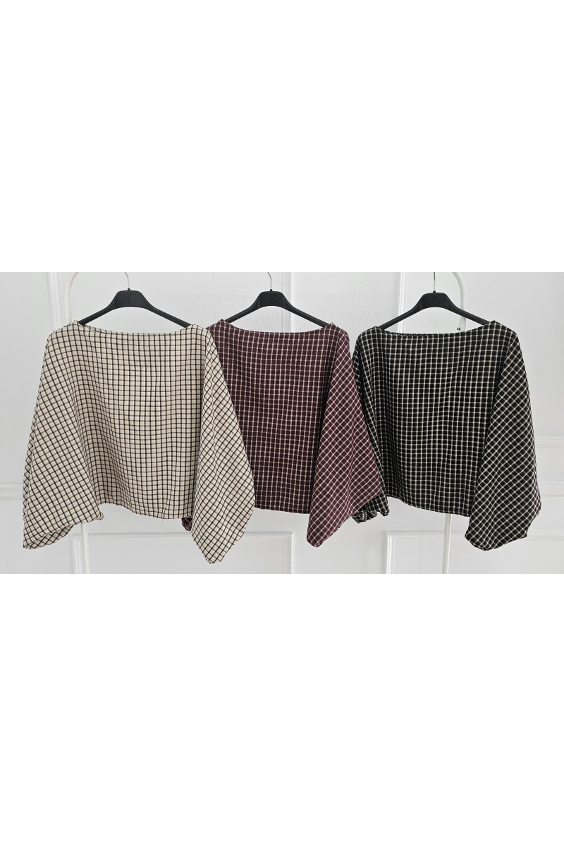 Blusa over size cuadro pequeño