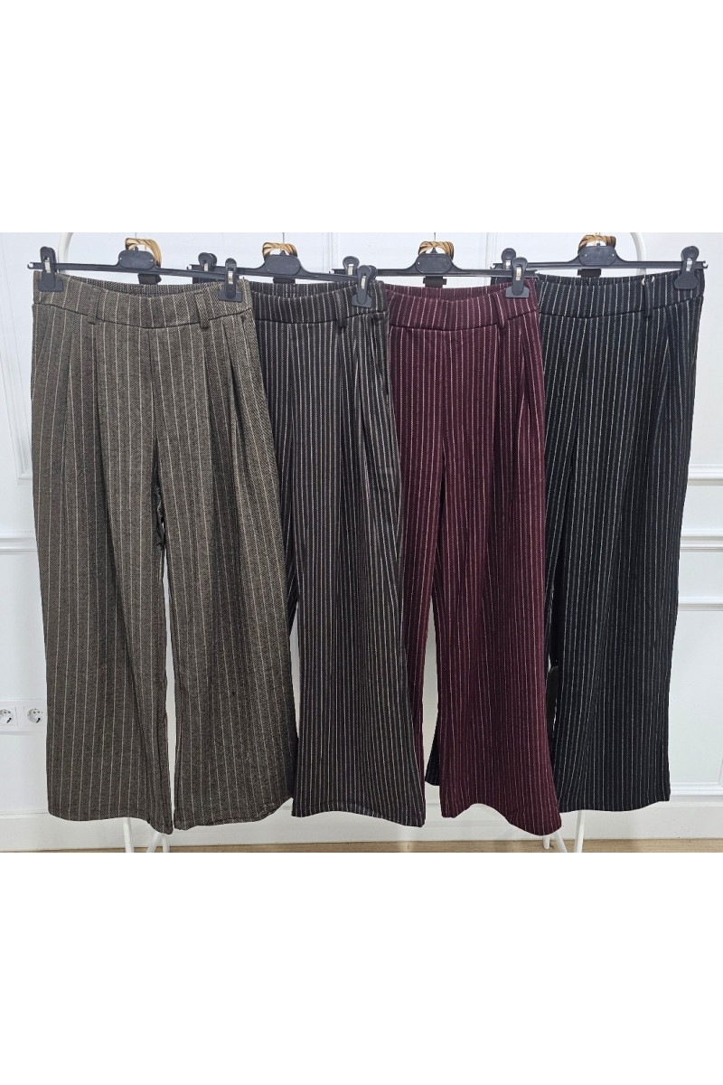 Pantalón rayas palazzo cinturón