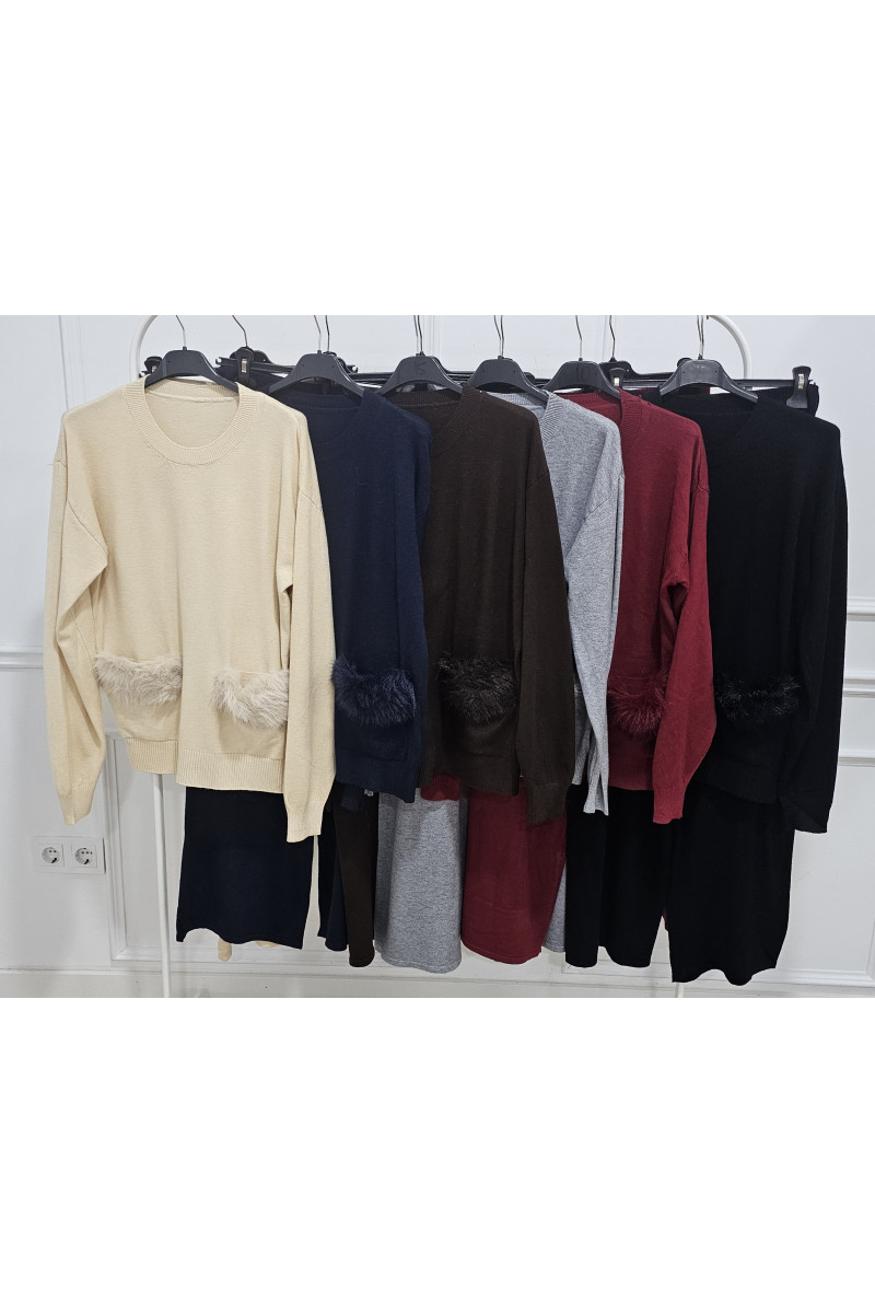 Conjunto confort bolsillos pelo