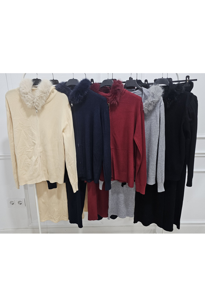 Conjunto confort capucha pelo