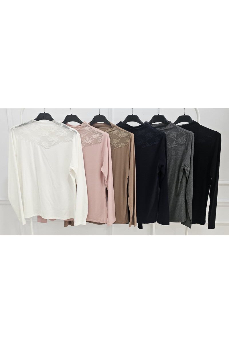 Top cuello perkin encaje