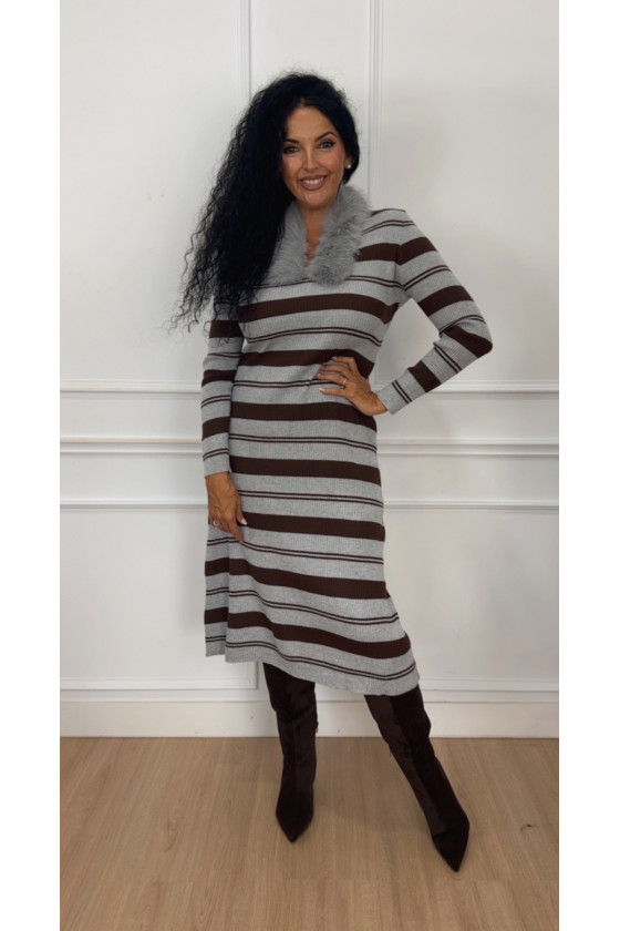 Vestido punto rayas pelo