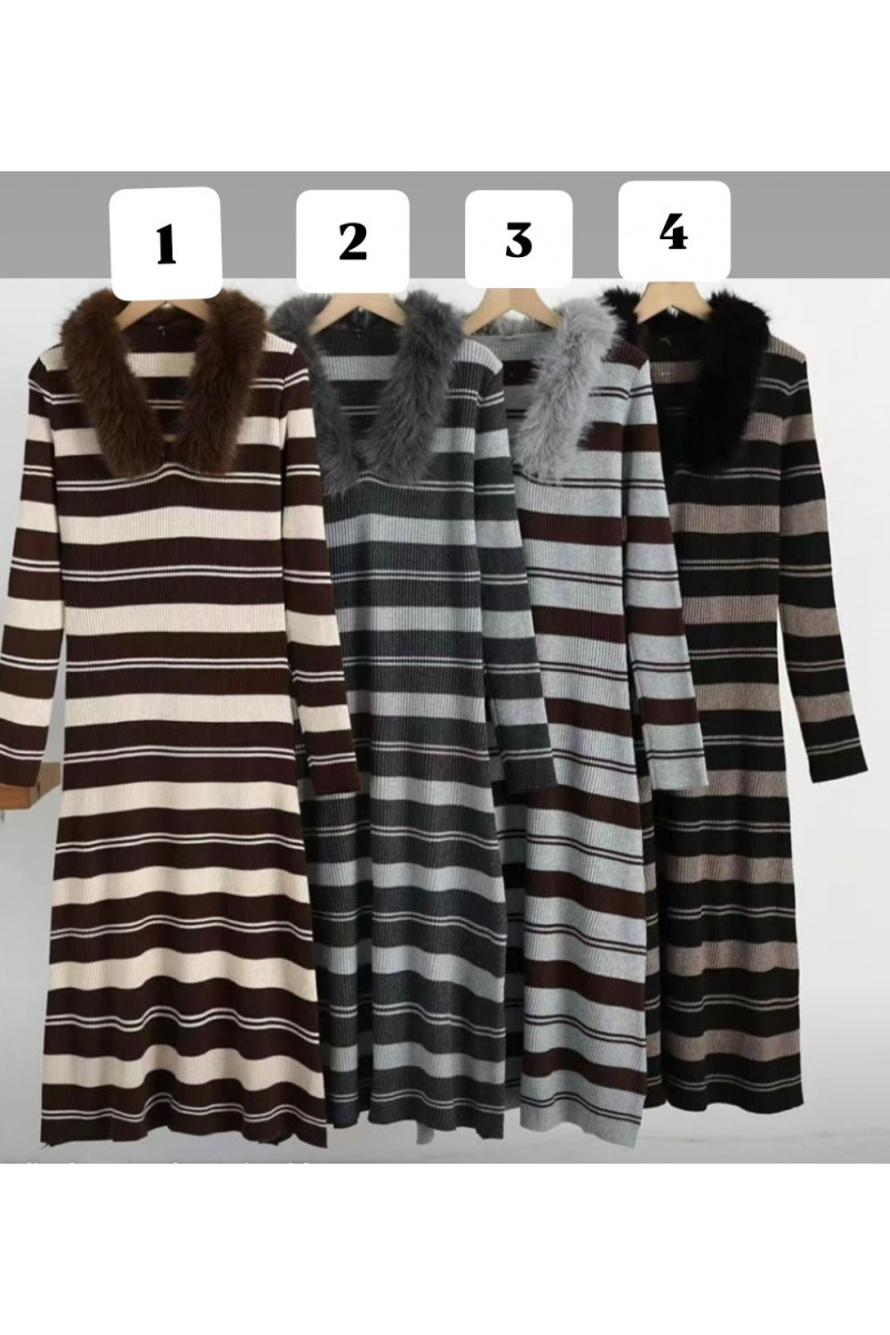 Vestido punto rayas pelo