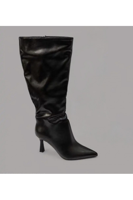 Botas caña alta fruncidas black