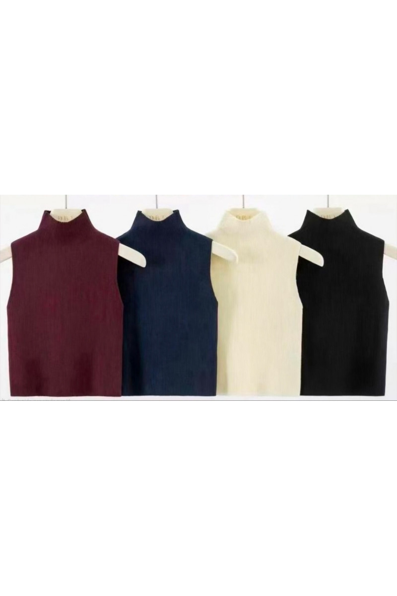 Top canalé cin mangas cuello perkins