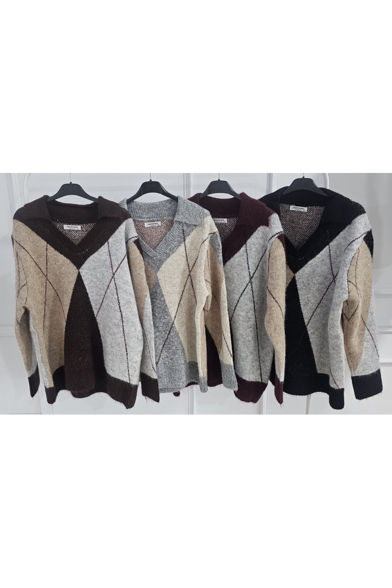 Jersey cuello polo rombos