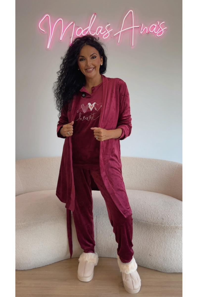 Pijama 3 piezas corazón