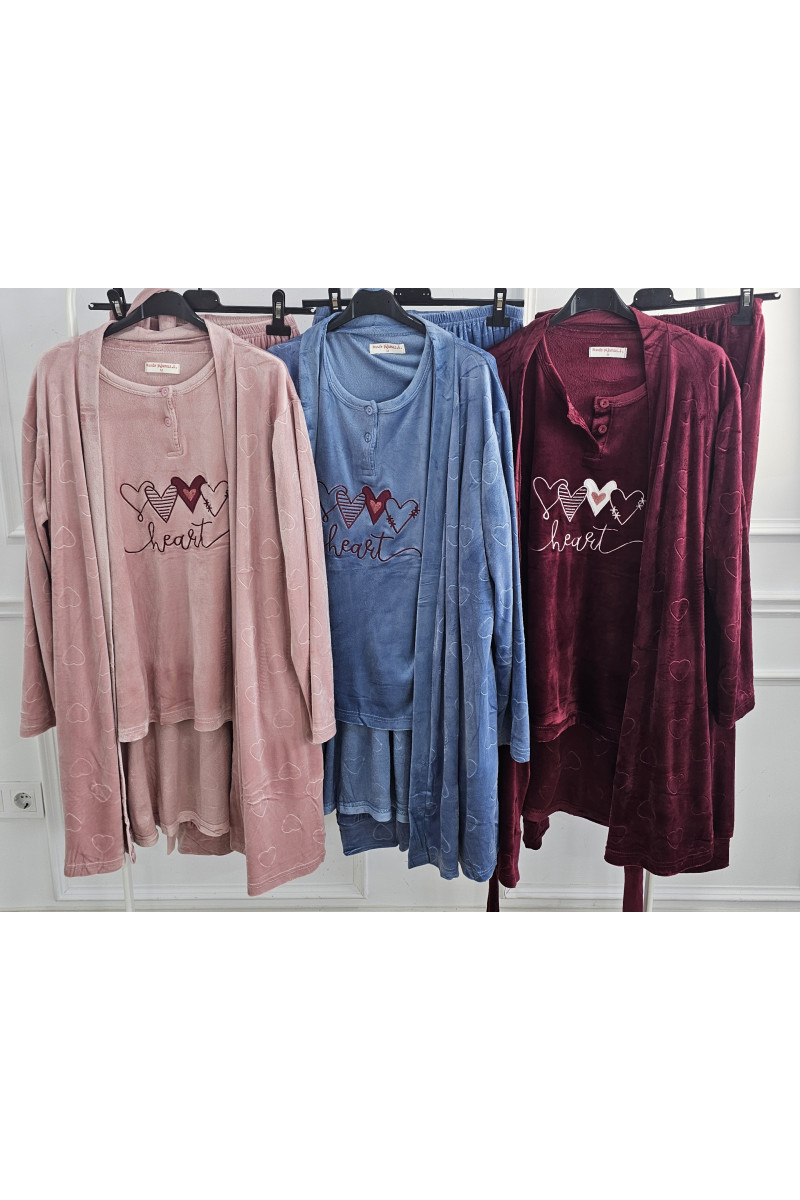 Pijama 3 piezas corazón