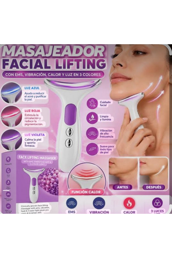 Masajeador facial y de cuello multifunción con efecto lifting
