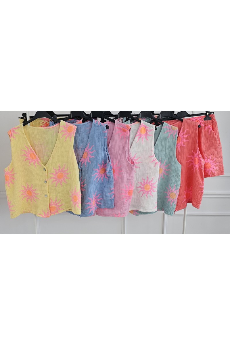 Conjunto caribe chalequillo sol