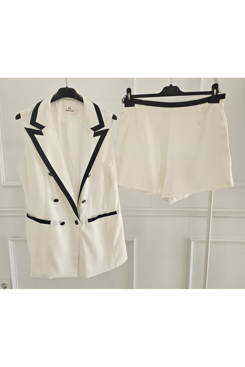 Traje chaqueta short sin mangas coco