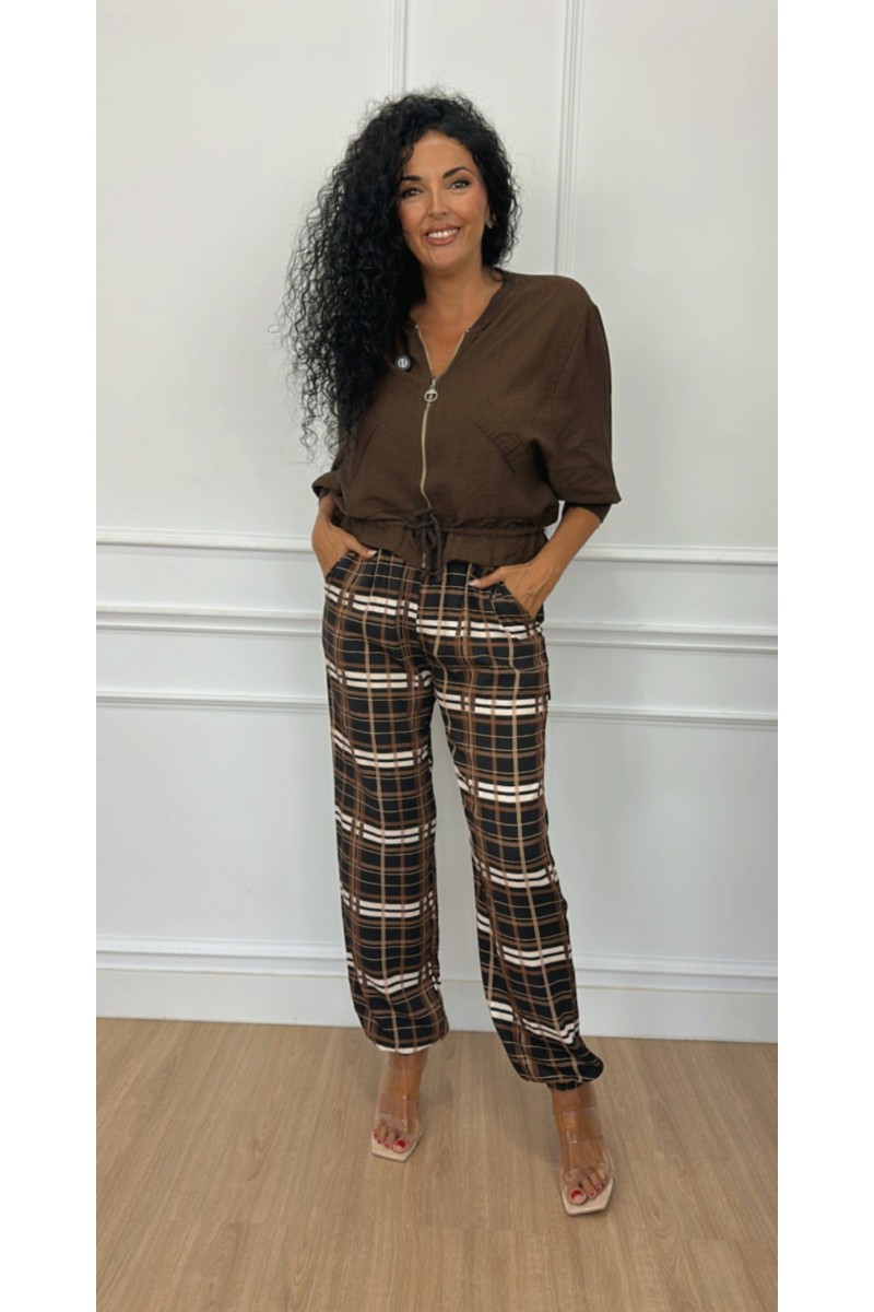 Pantalón bombacho cuadro