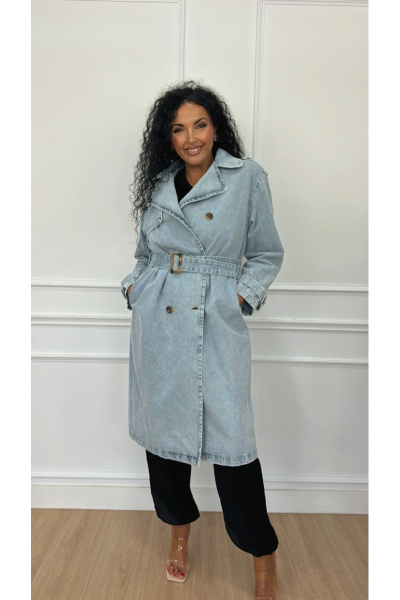 Gabardina vaquera cruzada