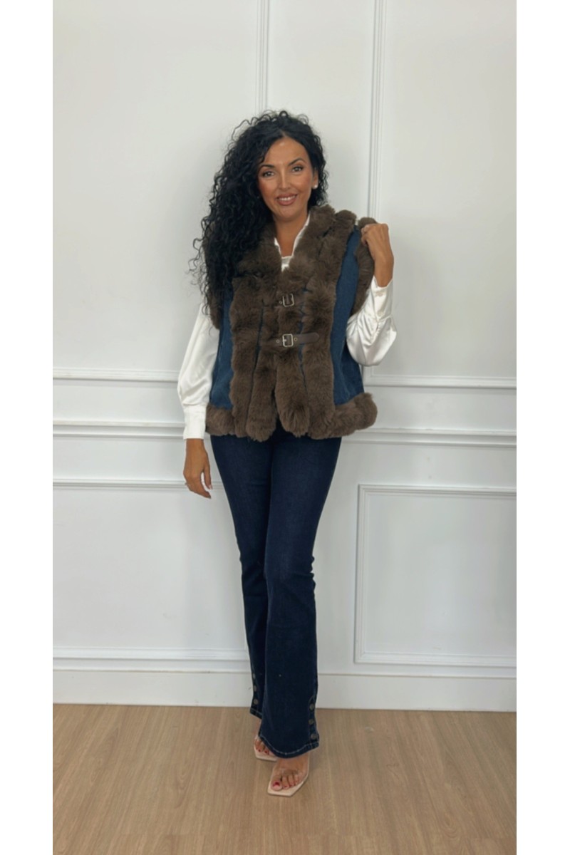 Chaleco denim pelo