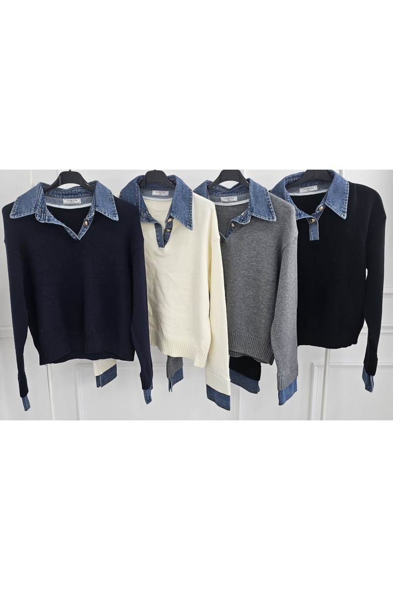 Jersey lana combi jeans