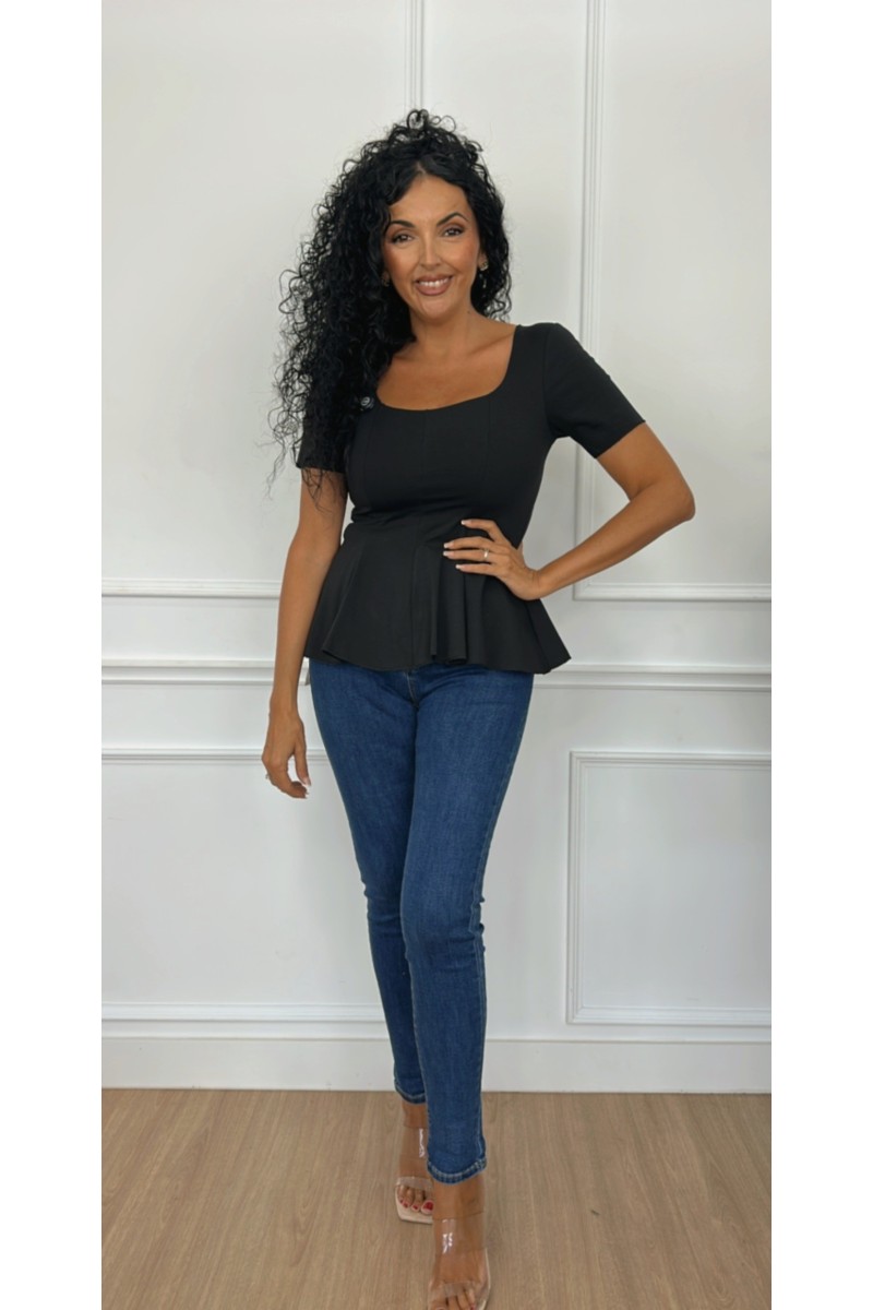 Top peplum sara manga corta
