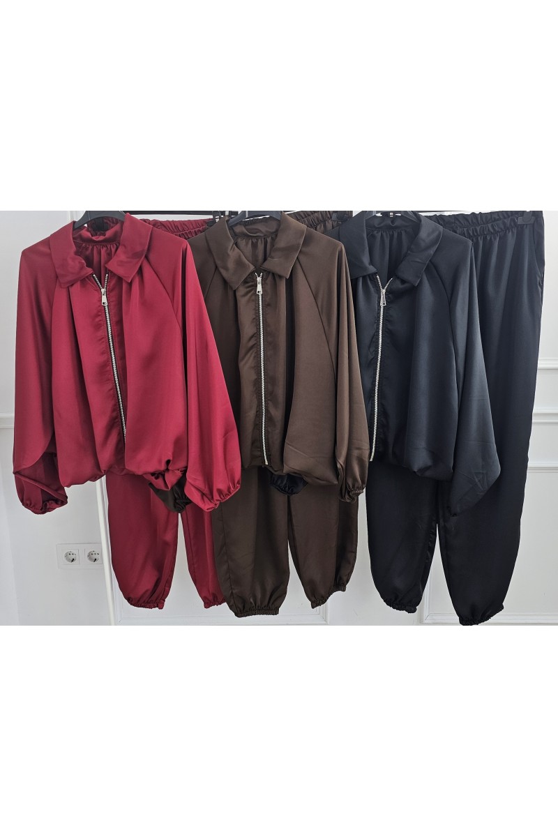 Conjunto satinado bomber aviador