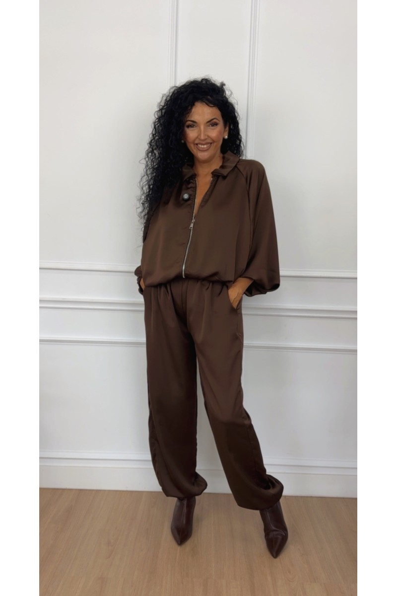 Conjunto satinado bomber aviador