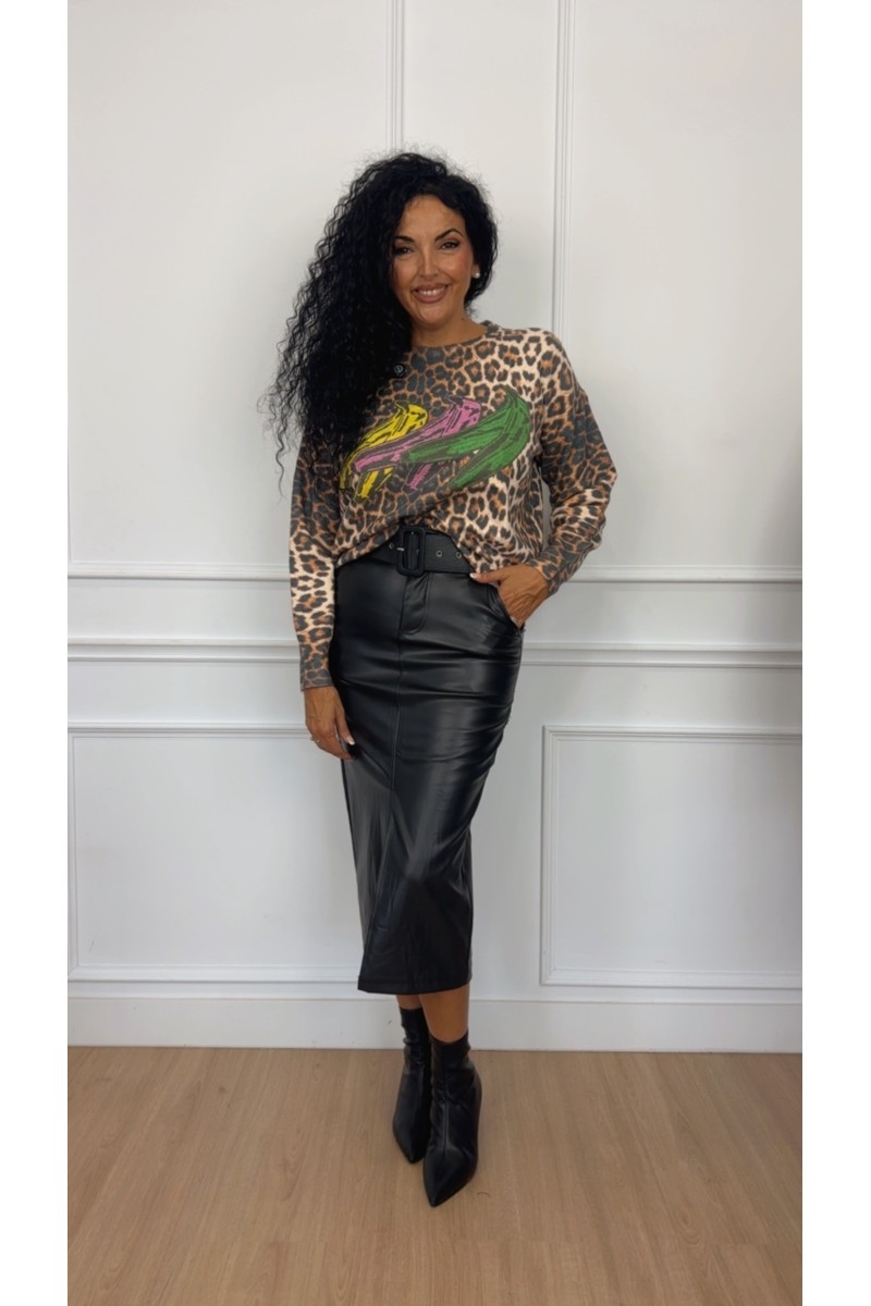 Falda polipiel lápiz