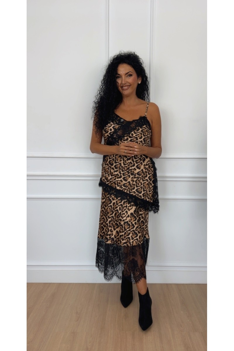 Lencera midi asimétrica animal print