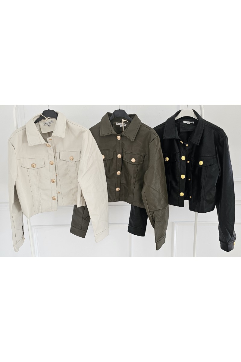 Chaqueta midi polipiel