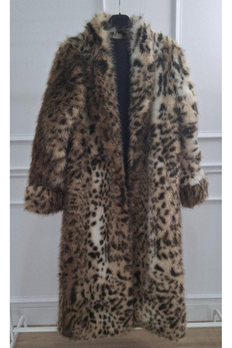 Abrigo pelo leopardo largo
