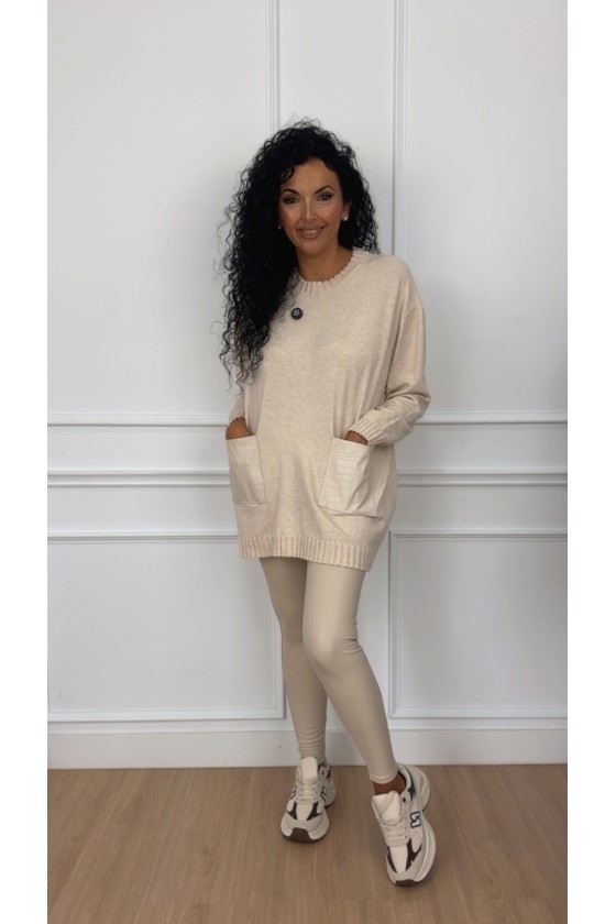 Maxi jersey bolsillos pitón