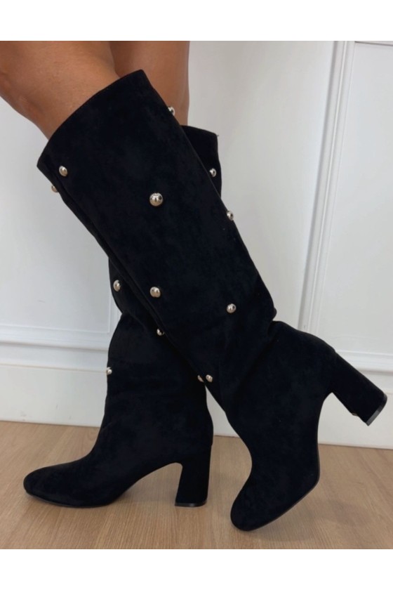 Botas caña alta tacha black