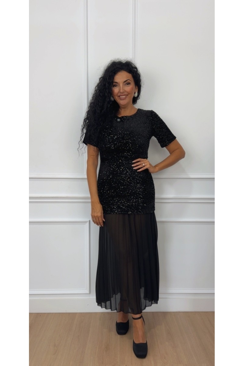 Vestido plisado glitters