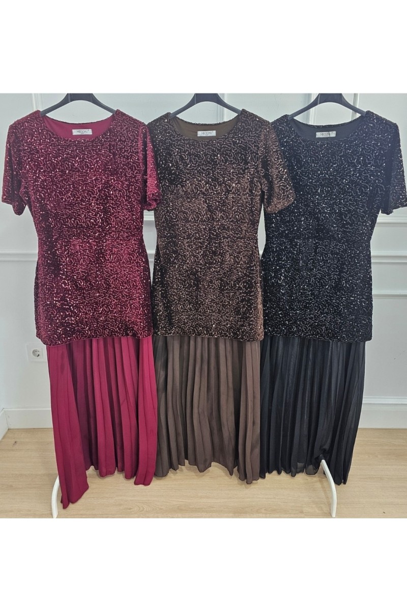Vestido plisado glitters