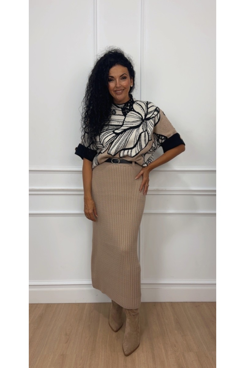 Falda lana cinturón