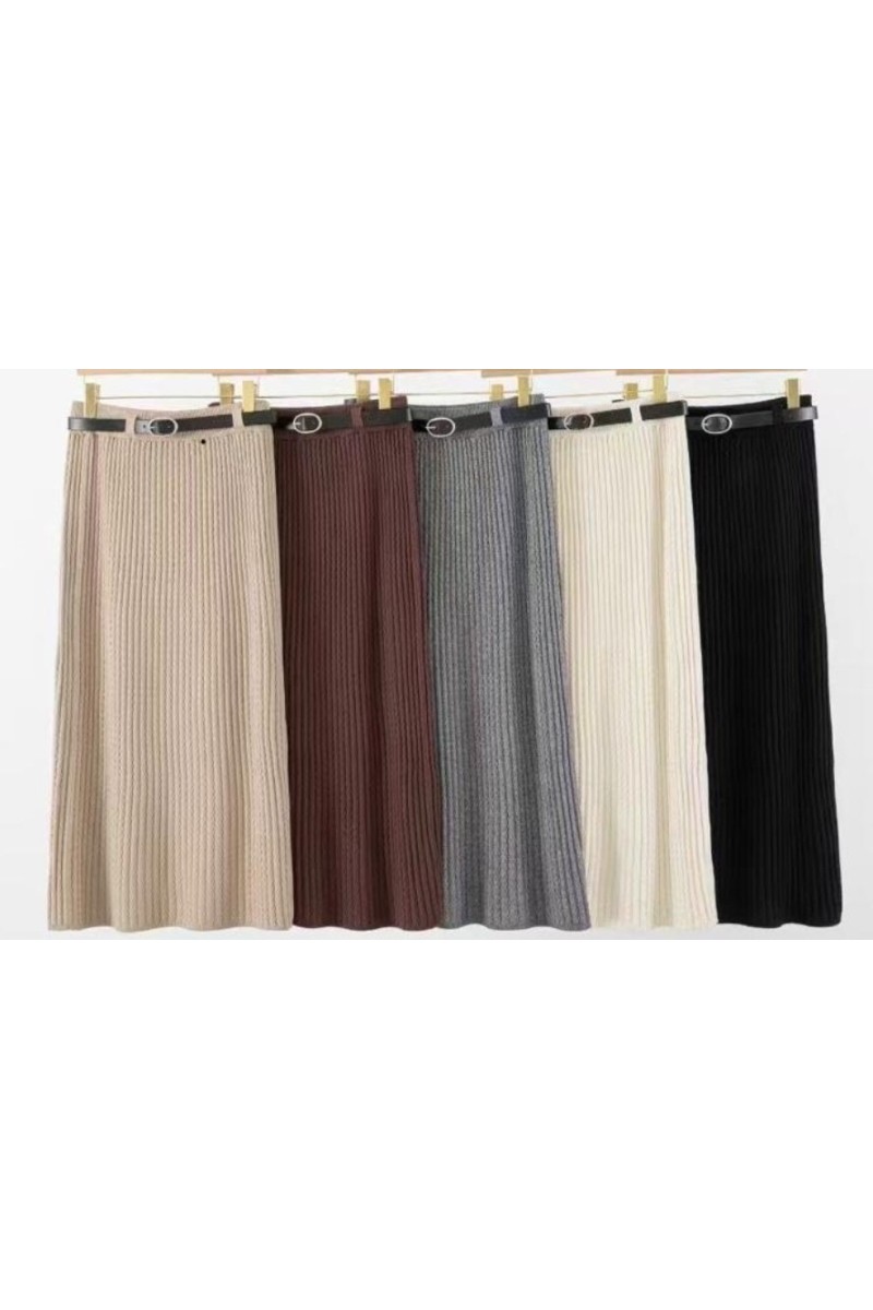 Falda lana cinturón