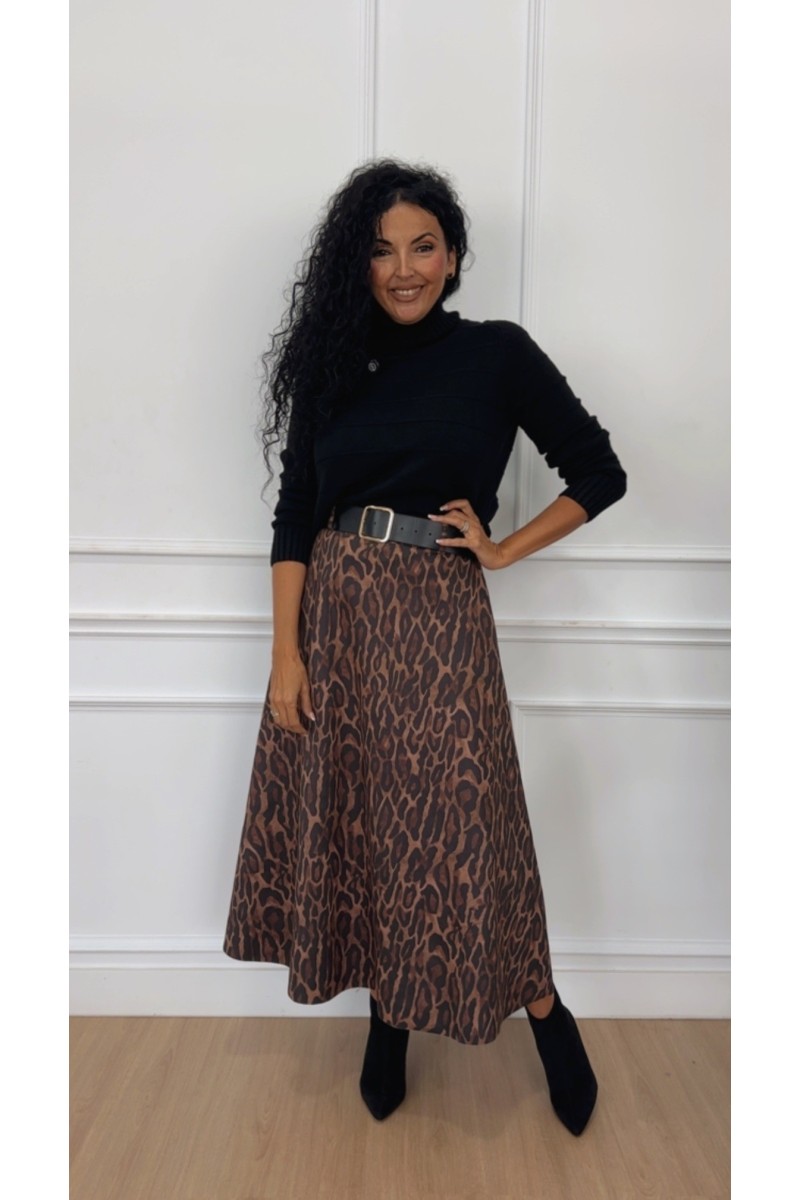 Falda antelina animal print