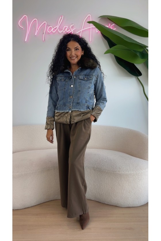 Chaqueta vaquera combi acolchada