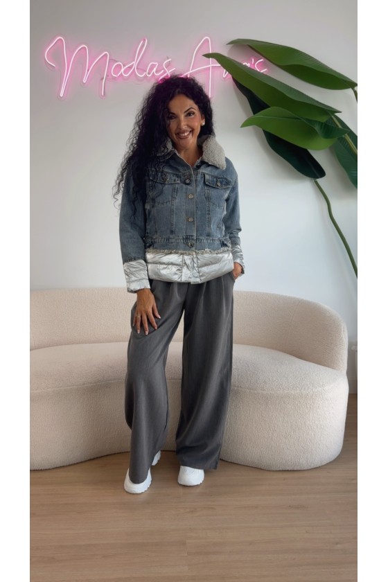 Chaqueta vaquera combi acolchada