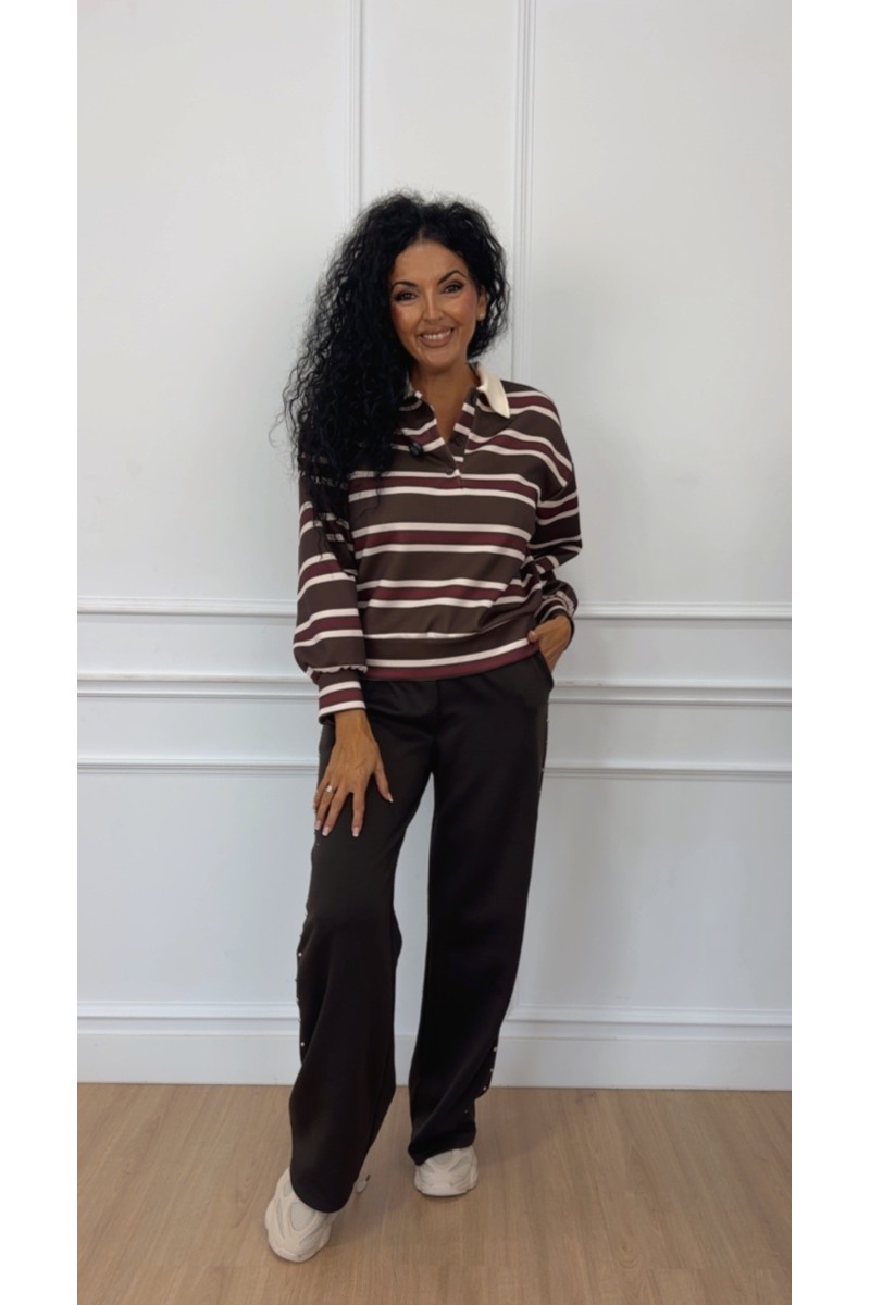 Sudadera rayas cuello polo