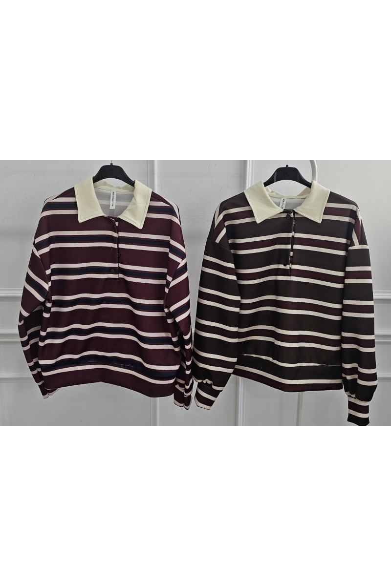 Sudadera rayas cuello polo