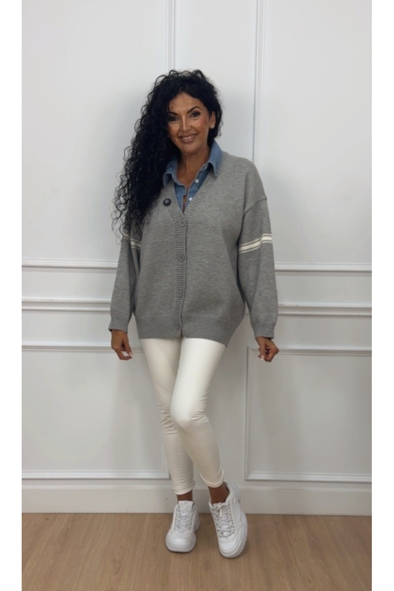 Maxi chaqueta combi franja