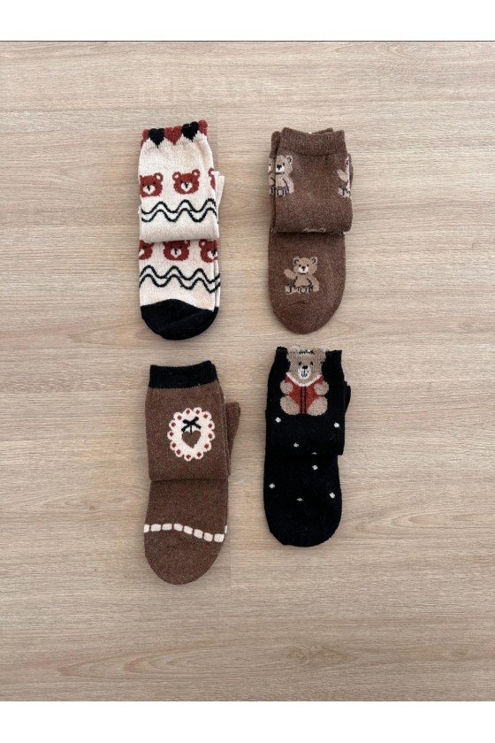 Pack de 3 calcetines de lana osito