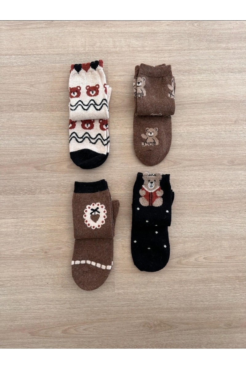 Pack de 3 calcetines de lana osito