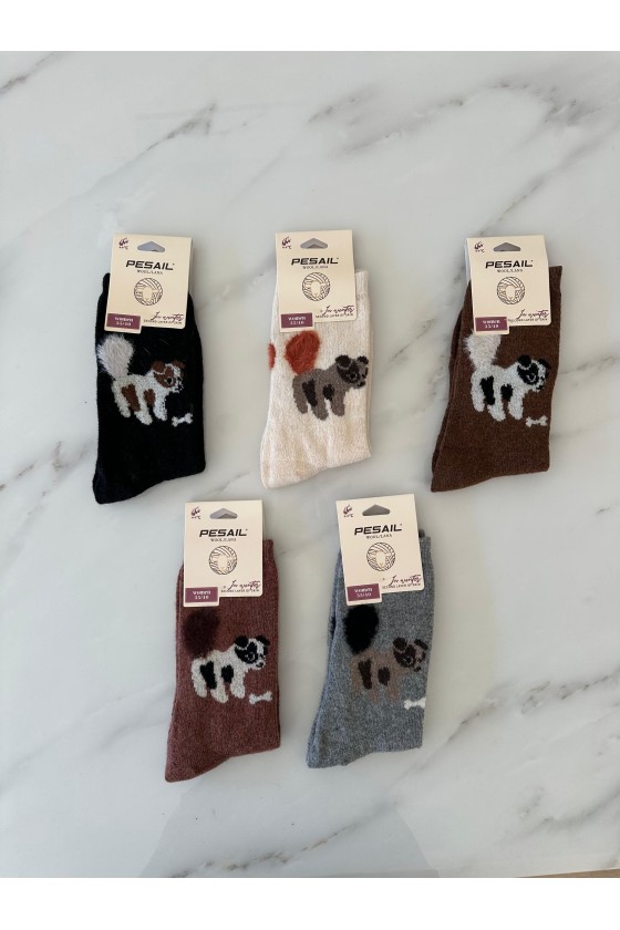 Pack de 3 calcetines lana perrito