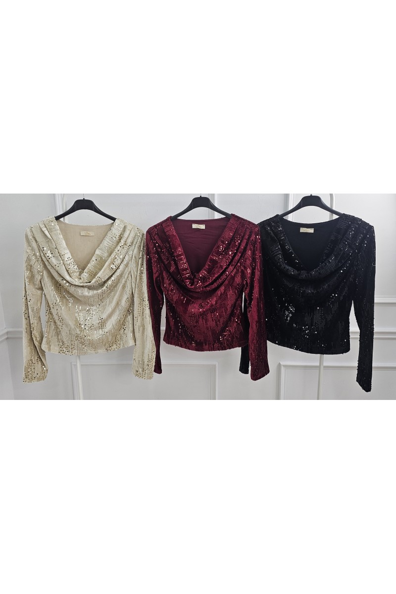 Top cascada lentejuelas