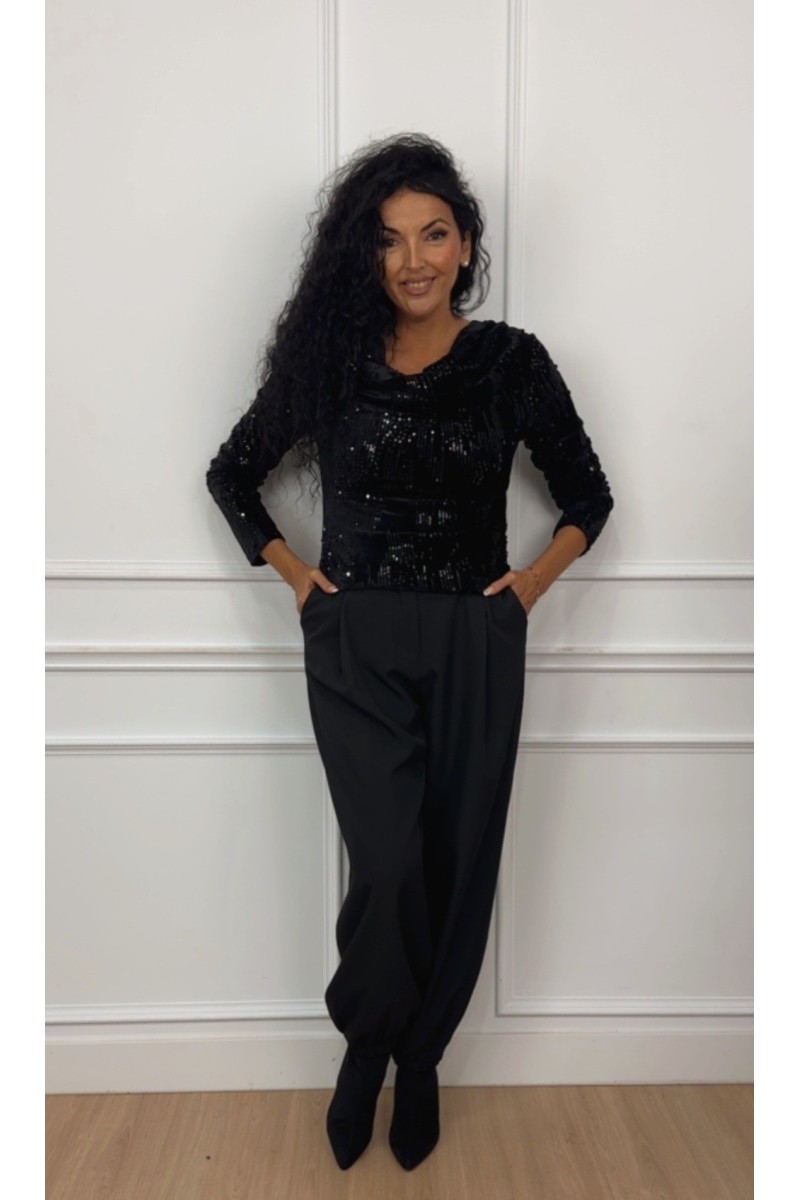 Top cascada lentejuelas