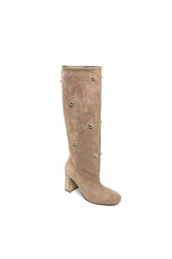 Botas caña alta tacha beig