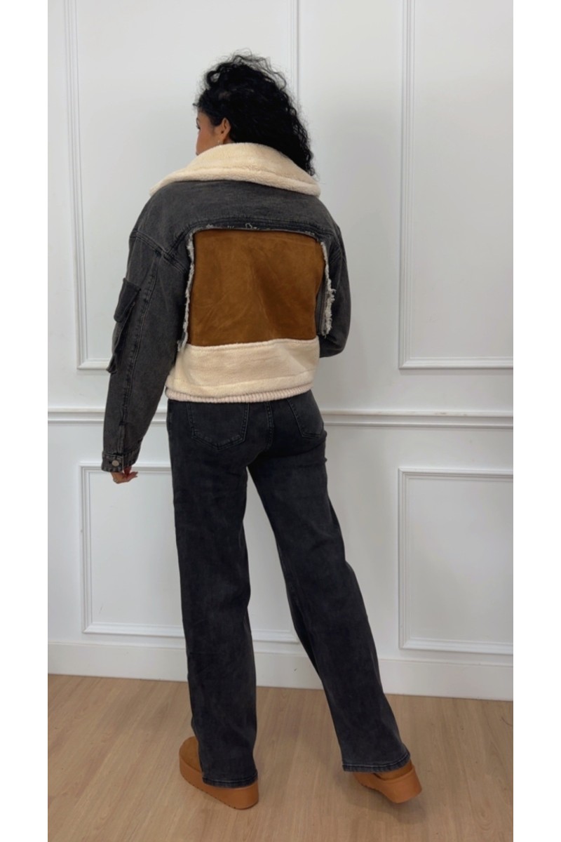 Chaqueta vaquera combinada cargo